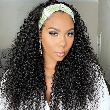 Headband Wigs Curly Human Hair Wigs